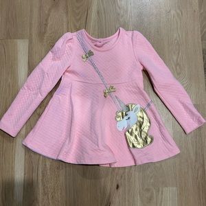 Kids Headquarters Pink Gold White Unicorn Blouse Size 5
